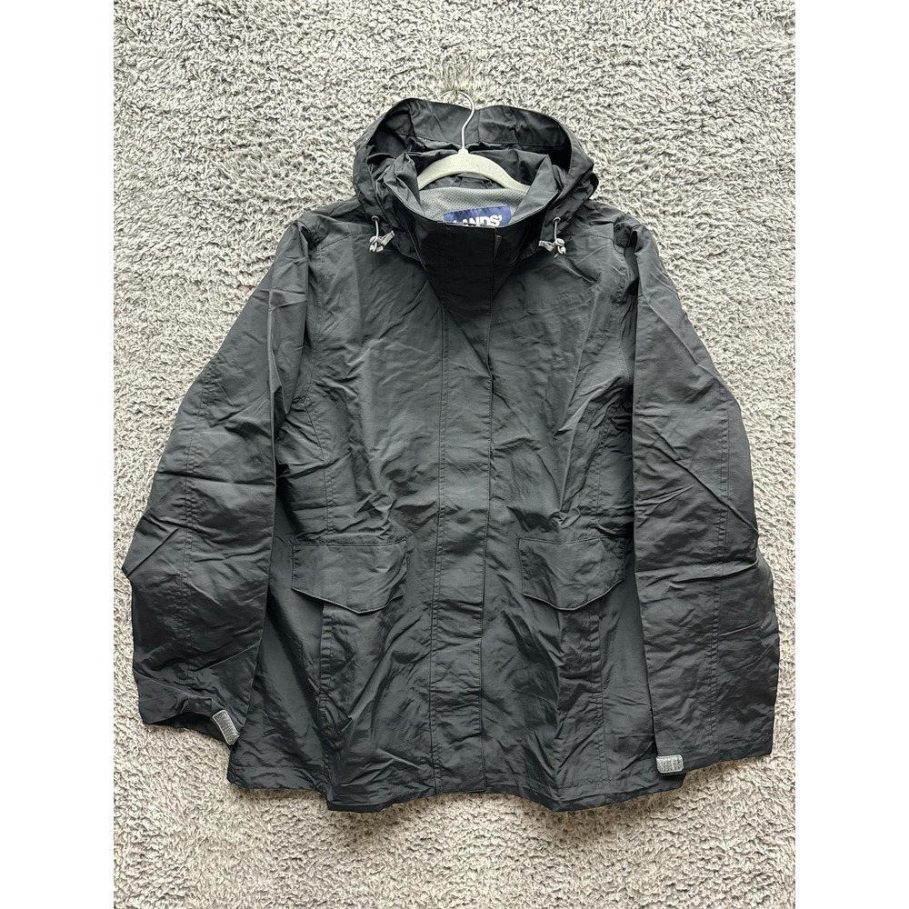 Lands End Squall‎ Insulated Waterproof  Hooded Parka Jacket Black Mens Size L